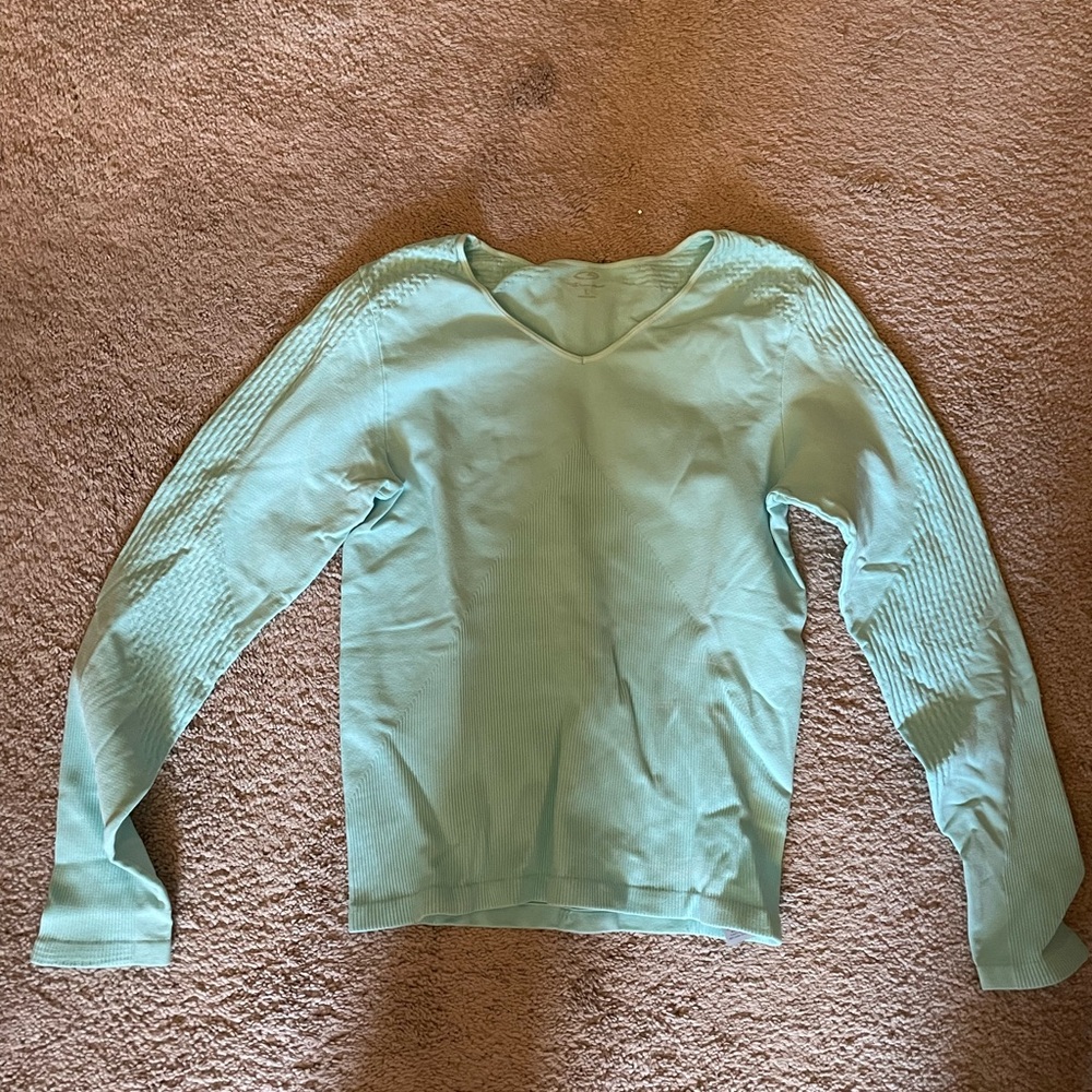 Champion aqua blue long sleeve work-out top
